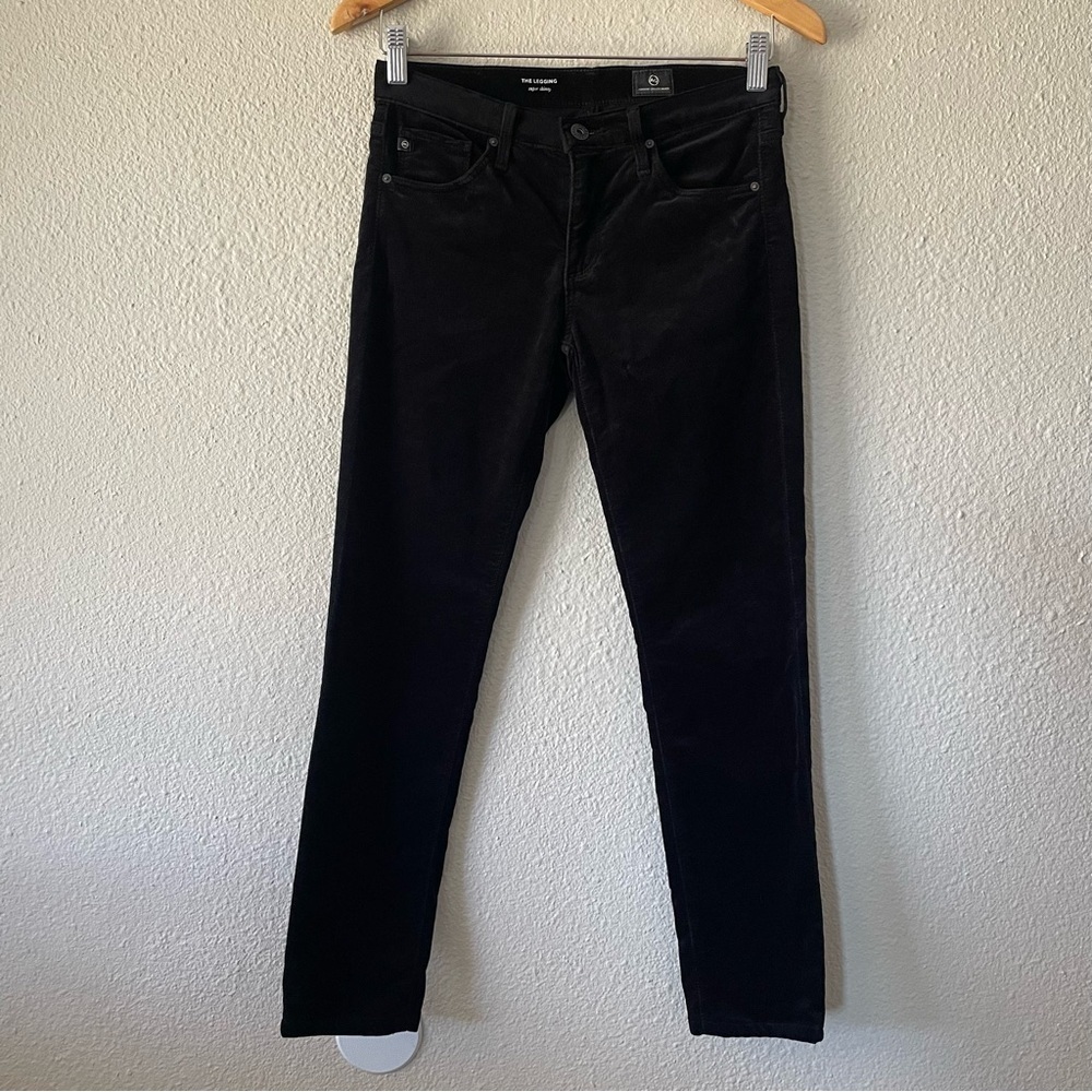 AG Adriano Goldschmied Velvet The Legging Super Skinny Pants Women’s 26 Black - Picture 1 of 13